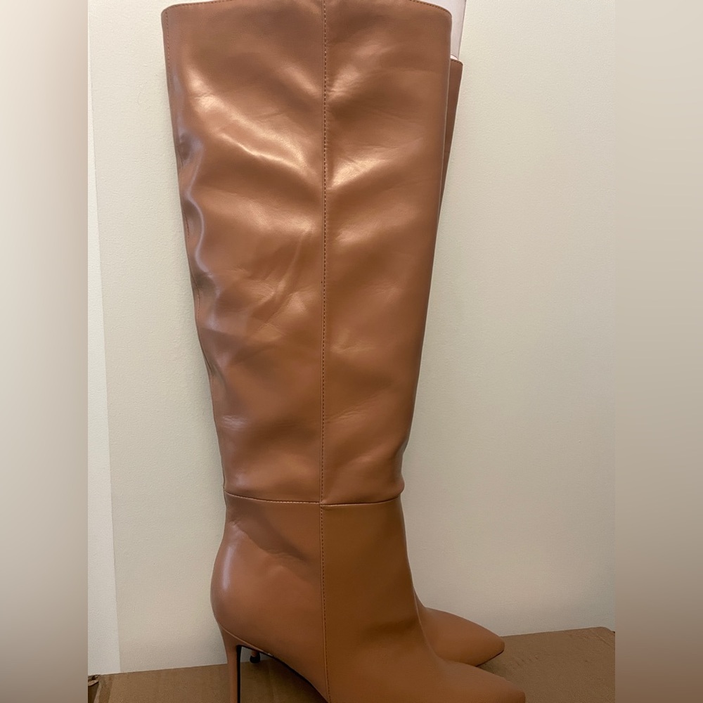 Jeffrey Campbell Tan Over-the-Knee Leather Stiletto Boots - Picture 2 of 5